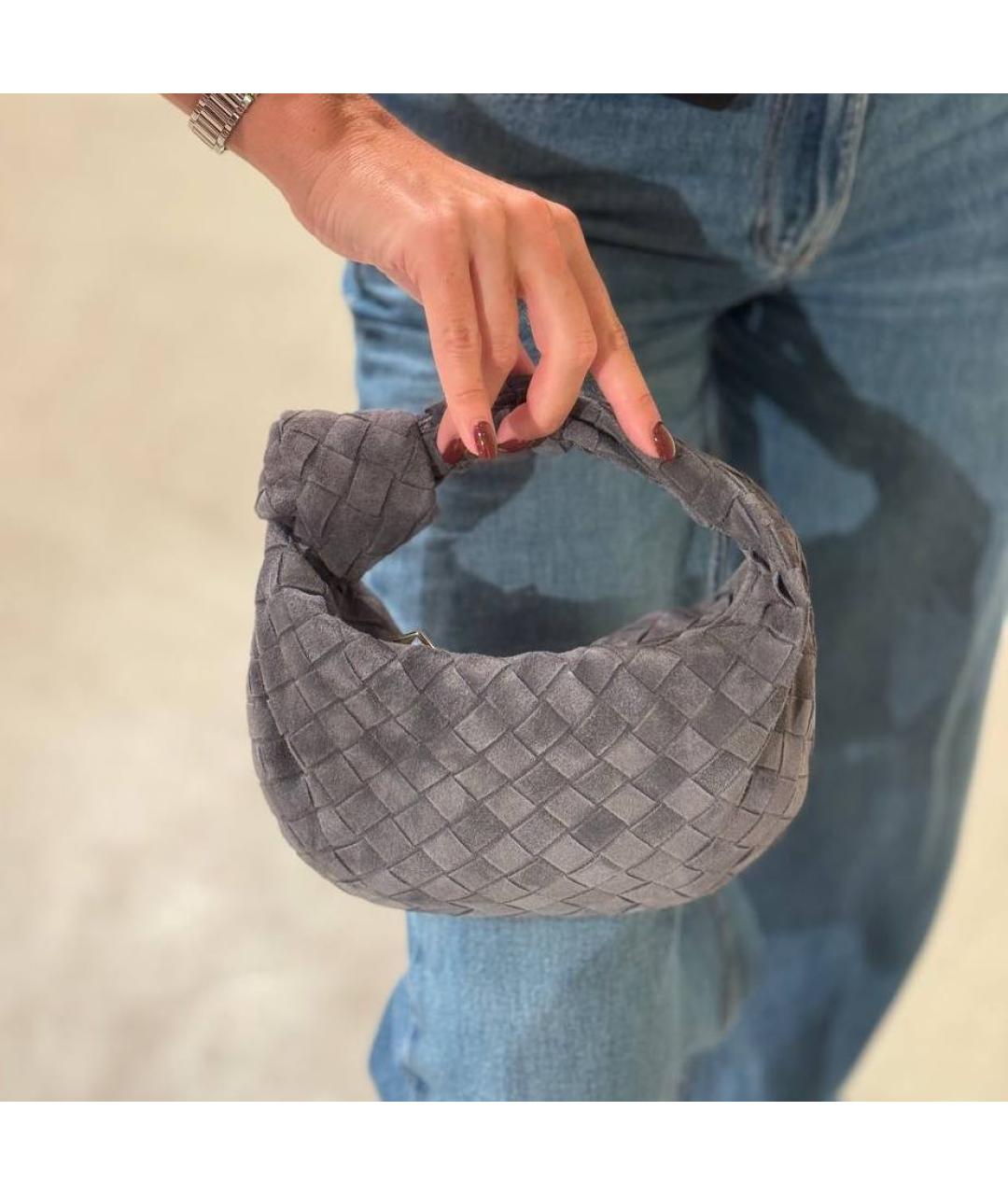 BOTTEGA VENETA Антрацитовая замшевая сумка с короткими ручками, фото 3