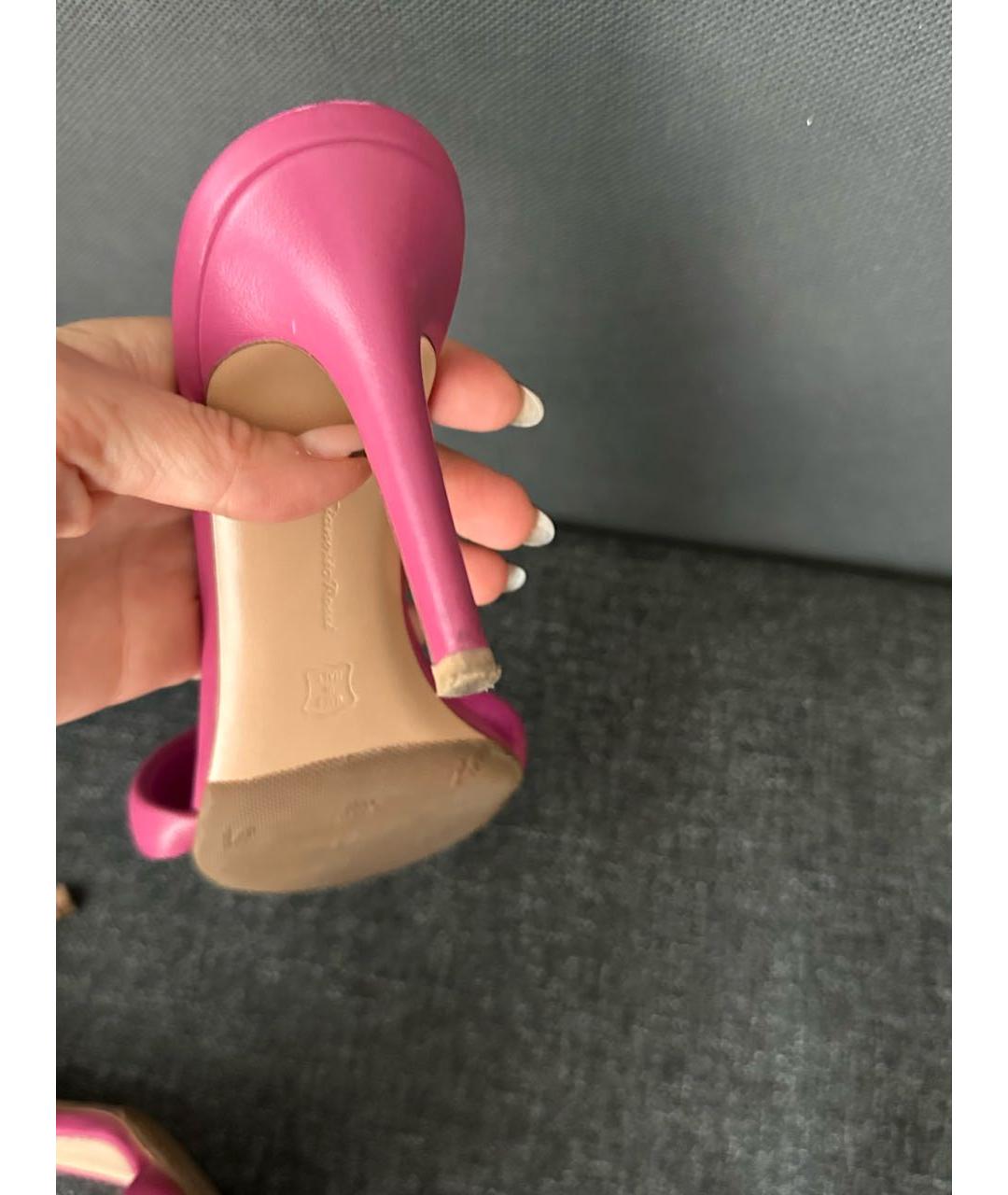 GIANVITO ROSSI Розовые кожаные мюли, фото 4