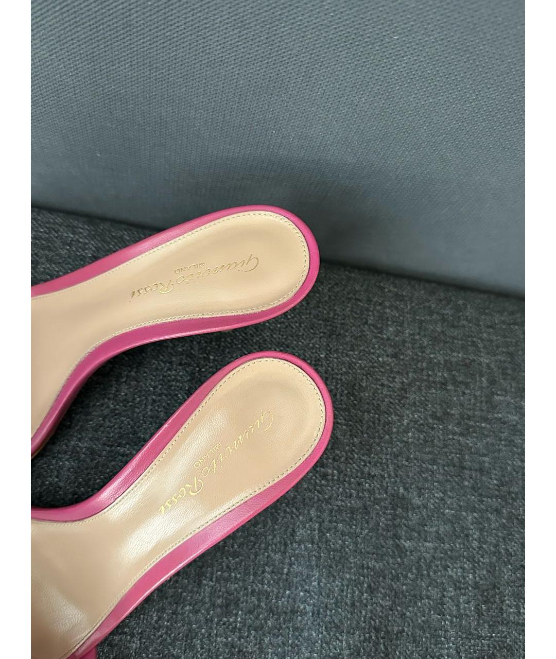 GIANVITO ROSSI Розовые кожаные мюли, фото 6