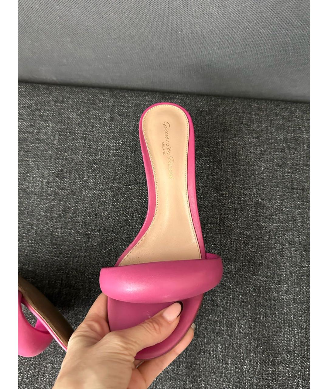 GIANVITO ROSSI Розовые кожаные мюли, фото 2