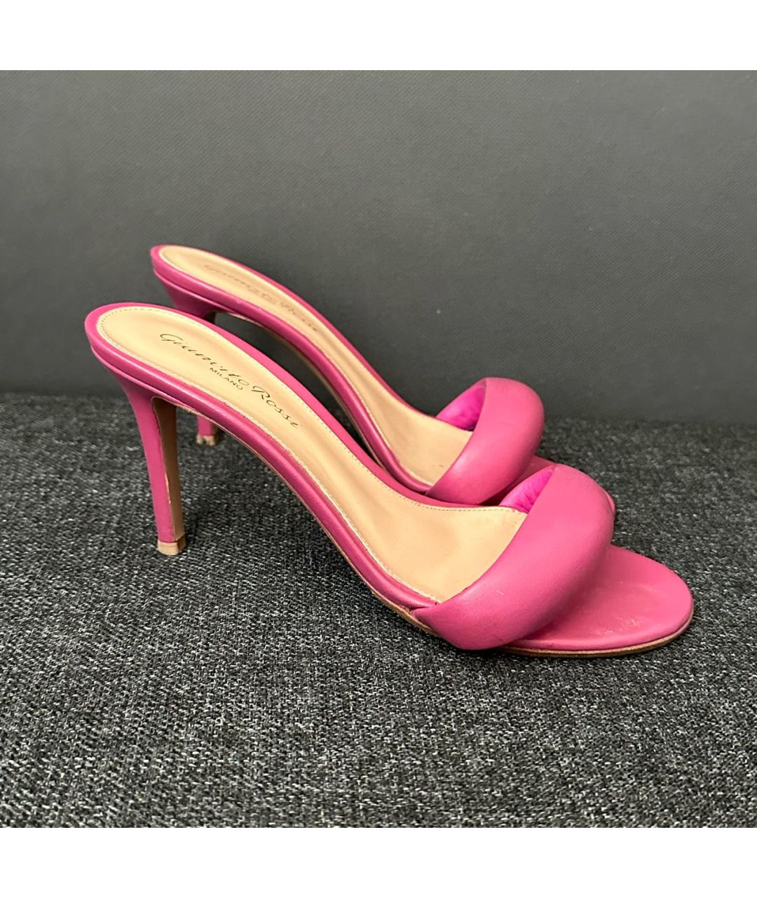 GIANVITO ROSSI Розовые кожаные мюли, фото 7