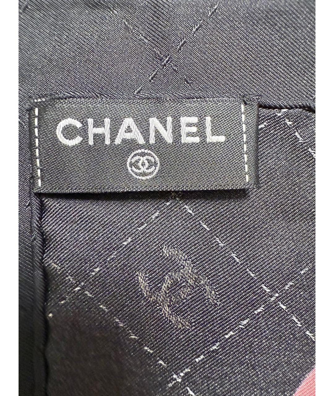 CHANEL Черный шелковый платок, фото 5