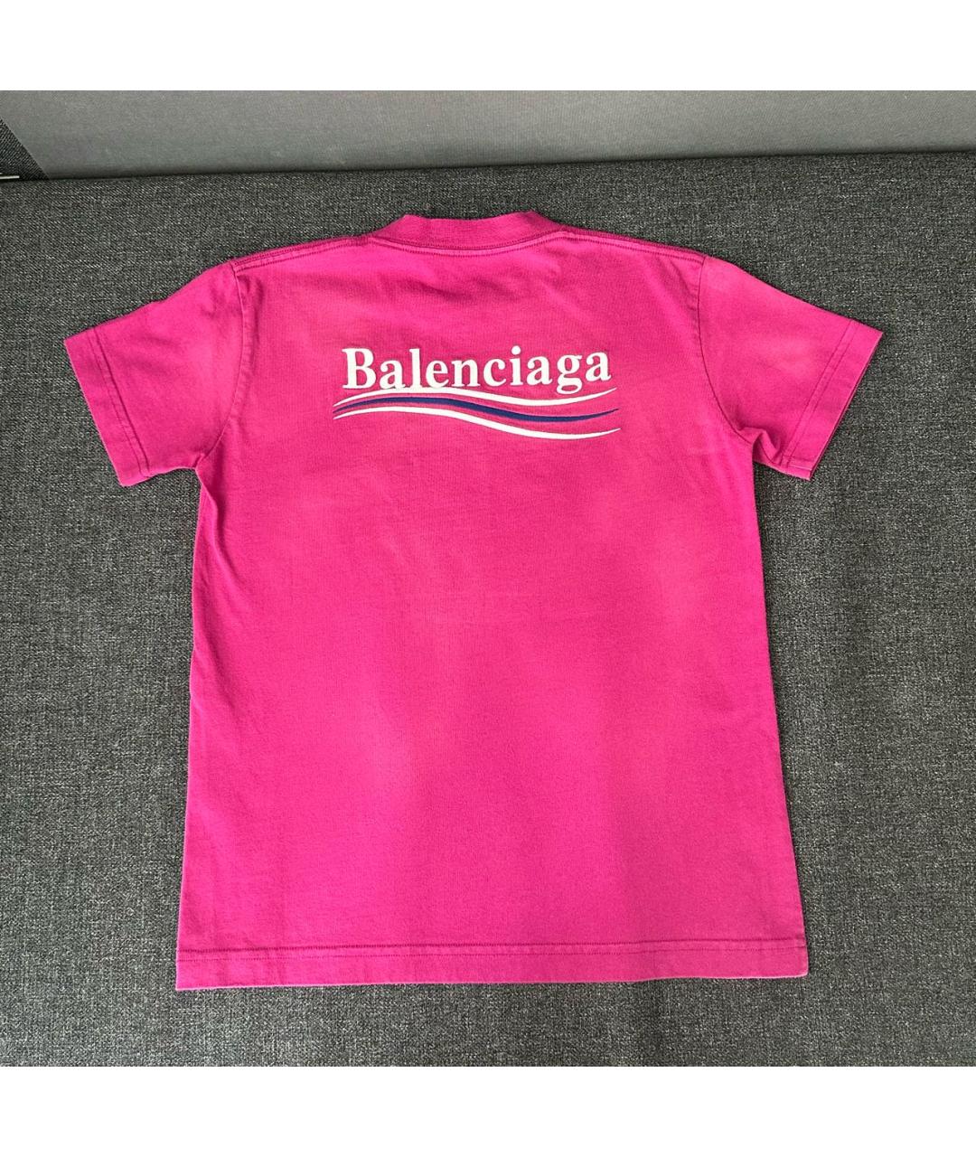 BALENCIAGA Фуксия хлопковая футболка, фото 4