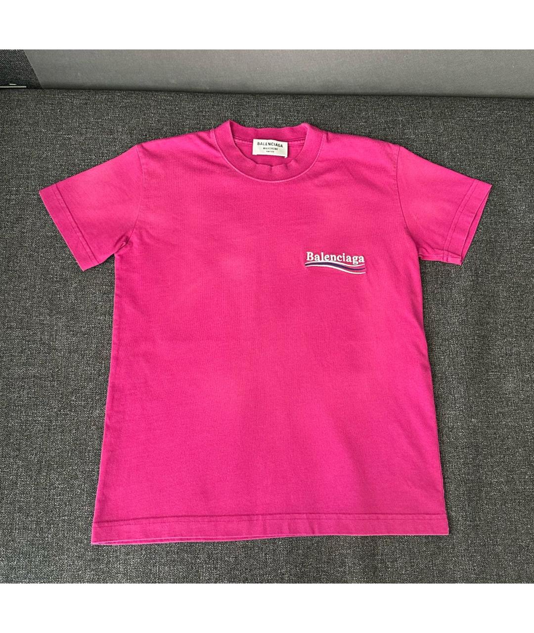 BALENCIAGA Фуксия хлопковая футболка, фото 5