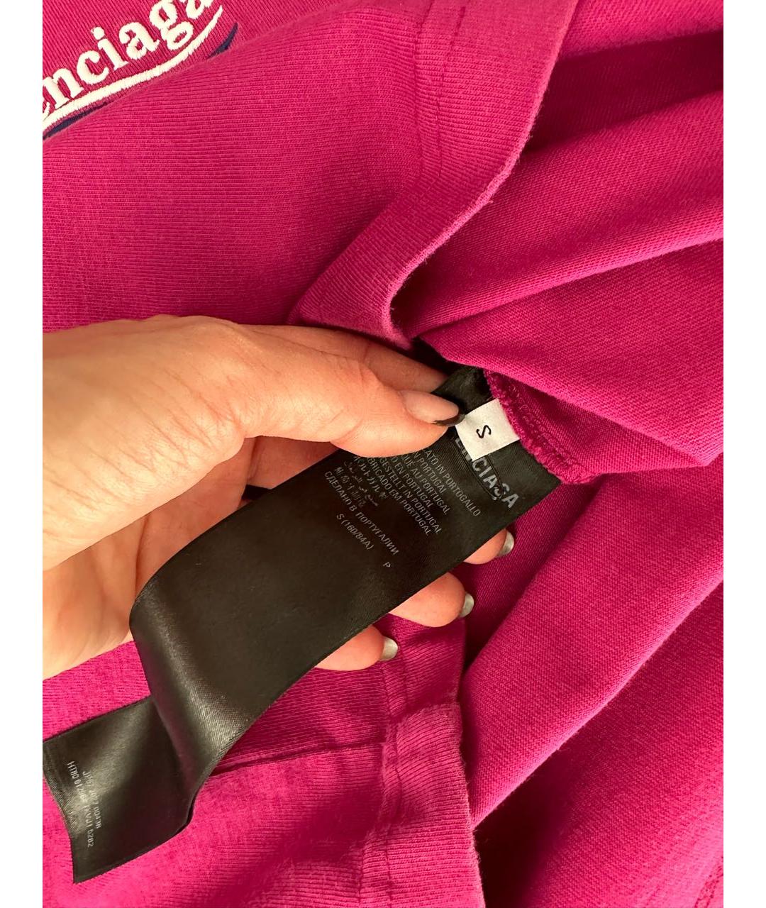 BALENCIAGA Фуксия хлопковая футболка, фото 3