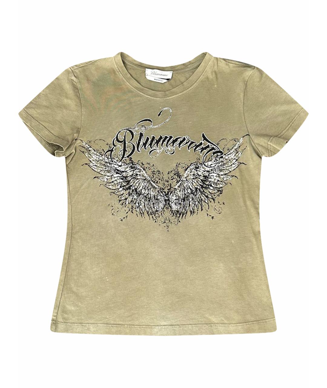 BLUMARINE Хаки хлопковая футболка, фото 1
