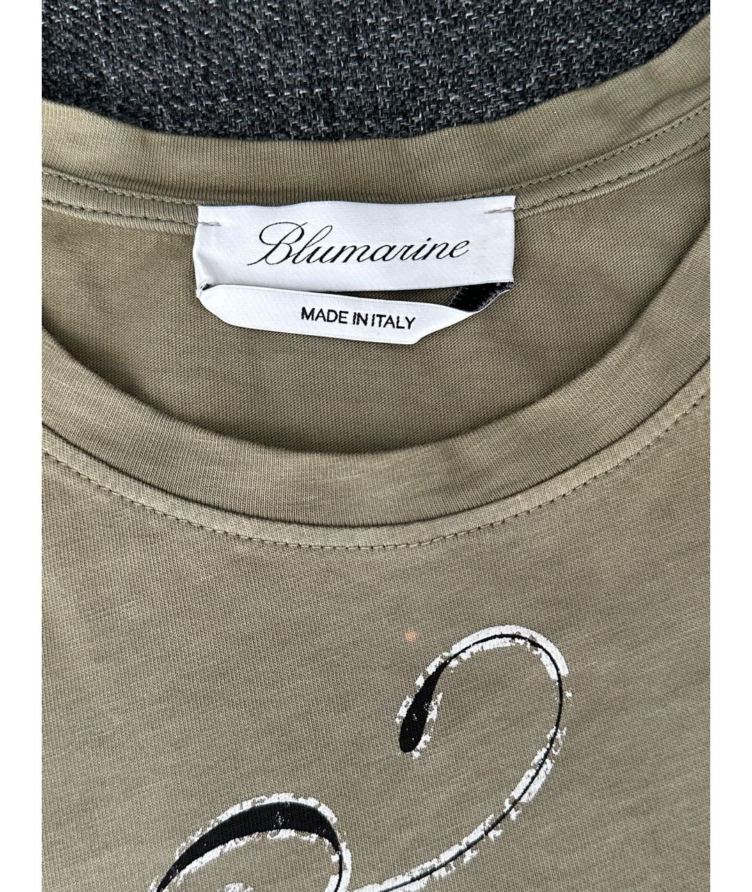 BLUMARINE Хаки хлопковая футболка, фото 2