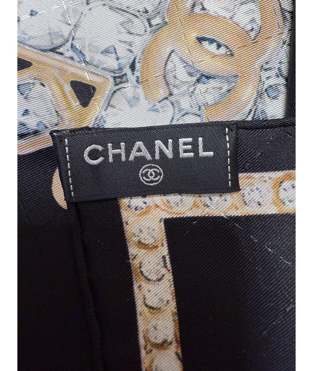 CHANEL Черный шелковый платок, фото 6