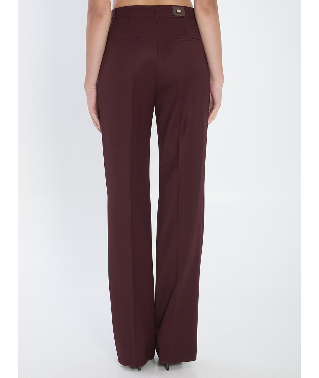 MAX MARA Бордовые шерстяные прямые брюки, фото 4