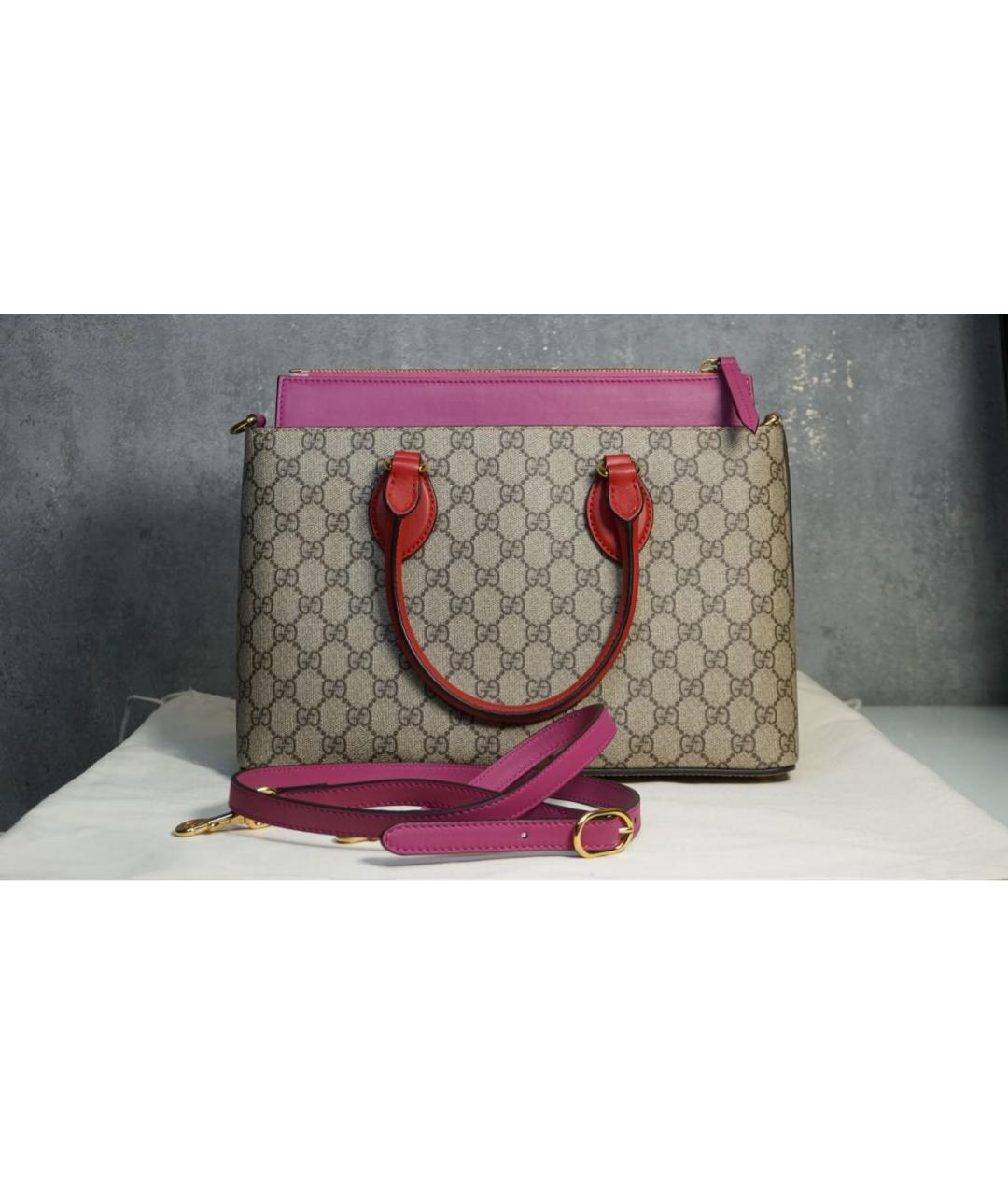 GUCCI Розовая кожаная сумка тоут, фото 2