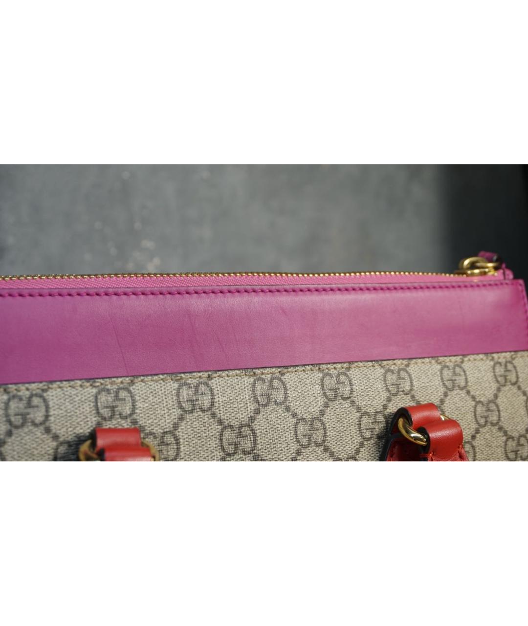 GUCCI Розовая кожаная сумка тоут, фото 5