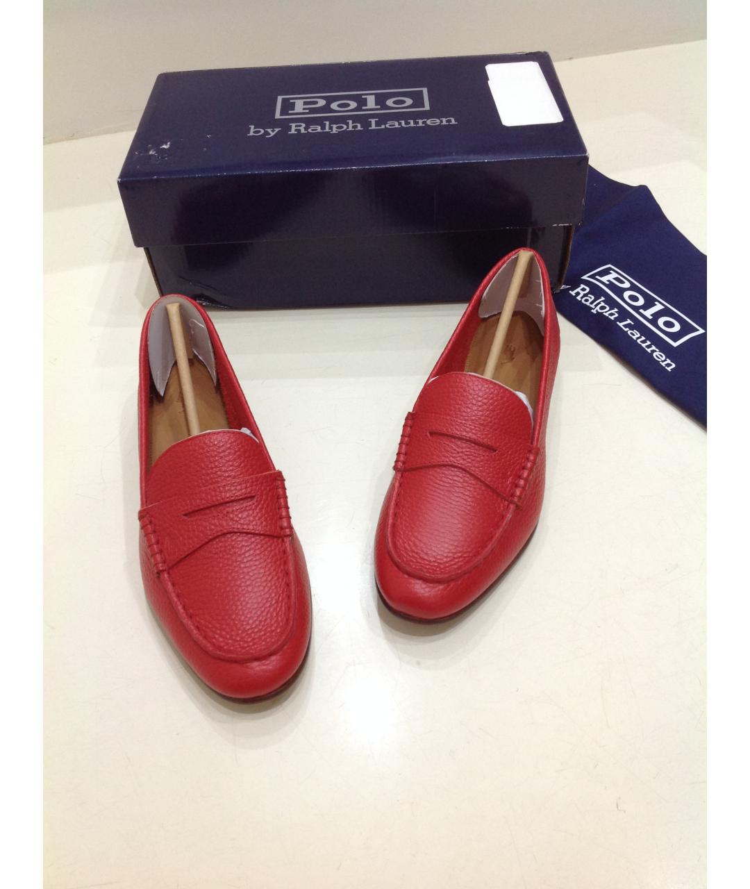 POLO RALPH LAUREN Красные кожаные мокасины, фото 2