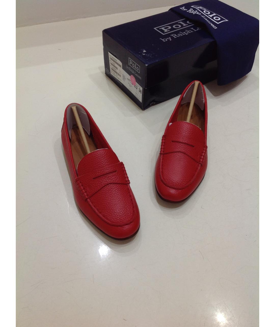 POLO RALPH LAUREN Красные кожаные мокасины, фото 3