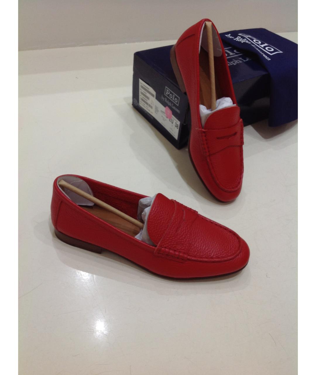 POLO RALPH LAUREN Красные кожаные мокасины, фото 6