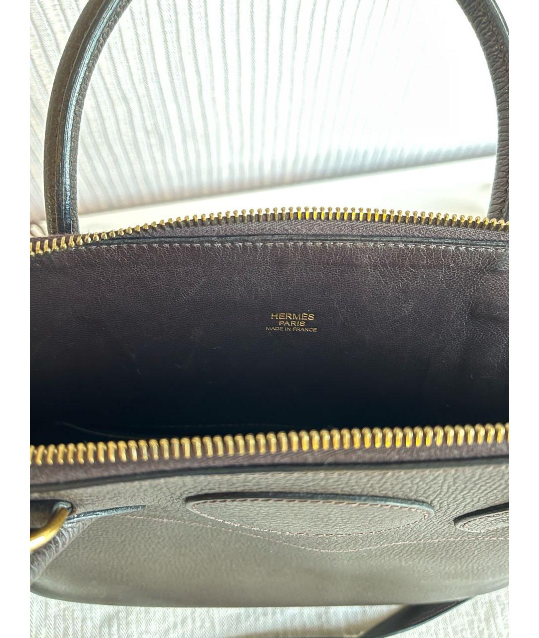 HERMES Коричневая кожаная сумка с короткими ручками, фото 6