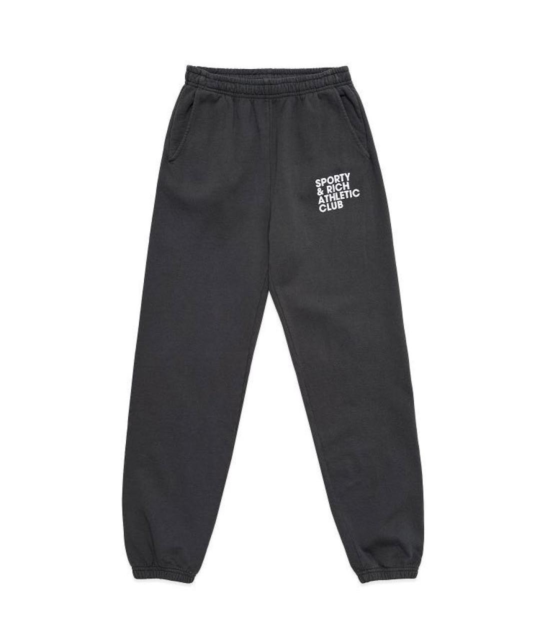 SPORTY AND RICH Черные хлопковые повседневные брюки, фото 1