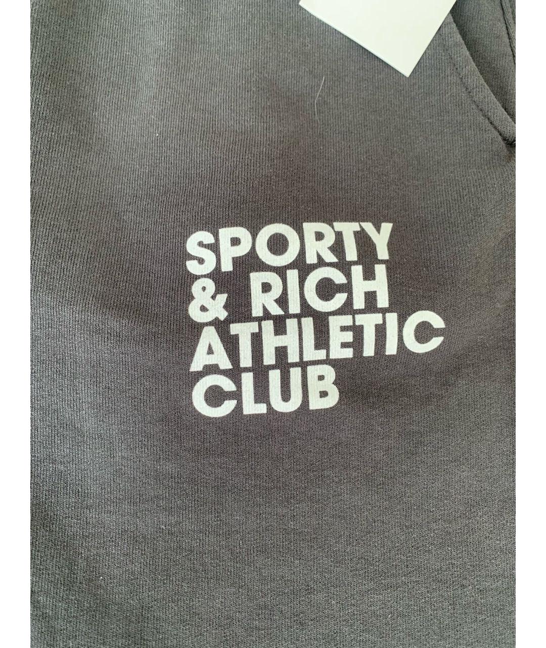 SPORTY AND RICH Черные хлопковые повседневные брюки, фото 3