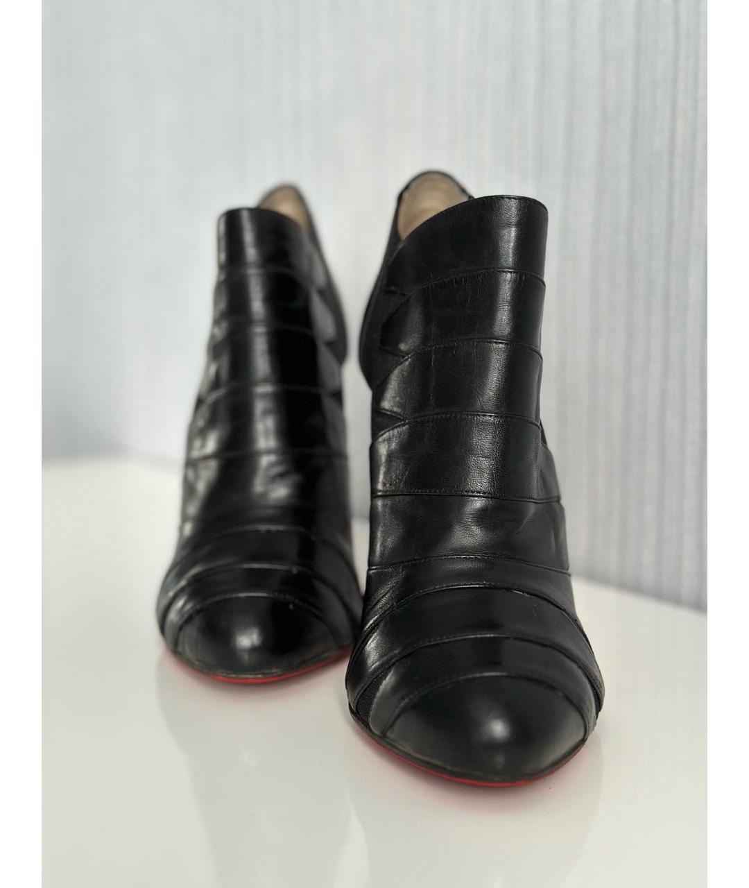 CHRISTIAN LOUBOUTIN Черные кожаные ботильоны, фото 2