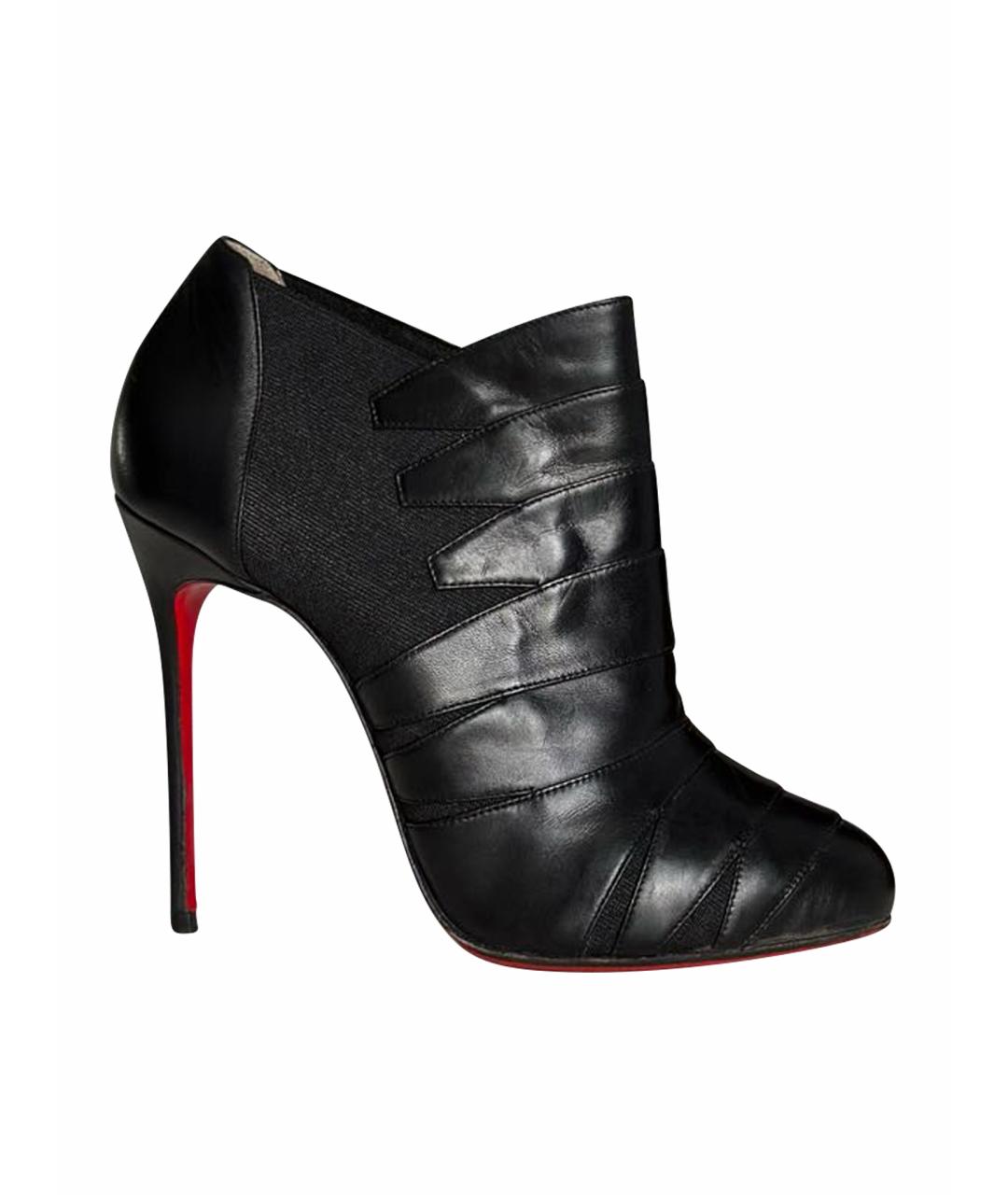 CHRISTIAN LOUBOUTIN Черные кожаные ботильоны, фото 1