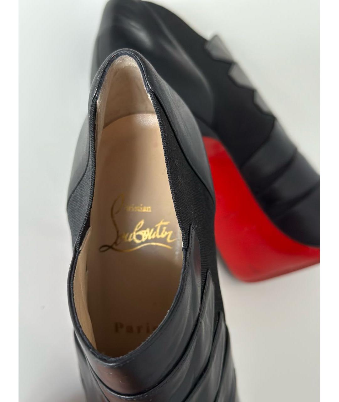CHRISTIAN LOUBOUTIN Черные кожаные ботильоны, фото 3