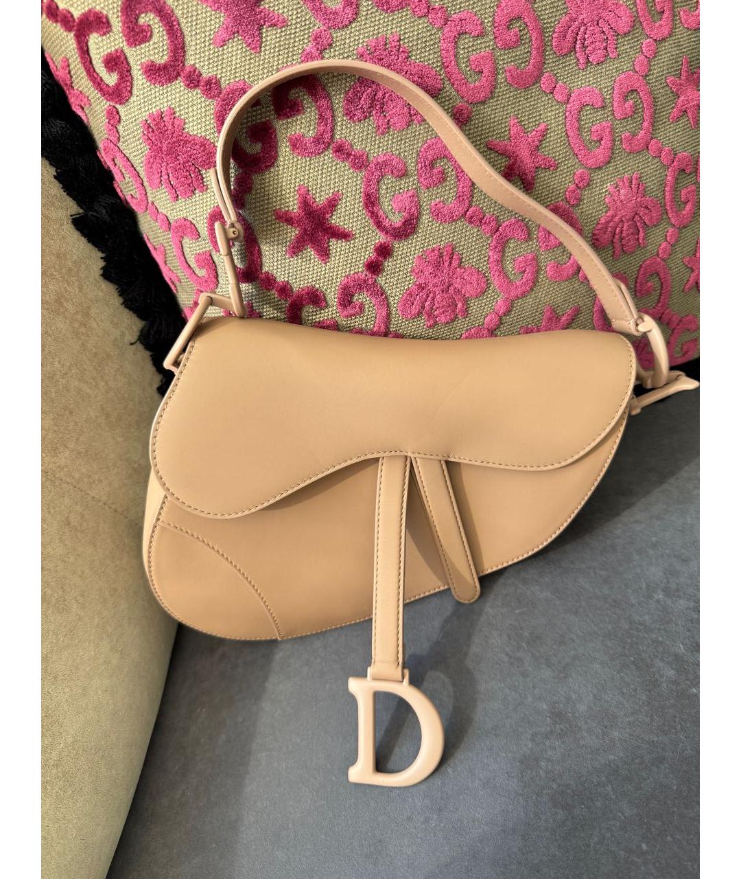 CHRISTIAN DIOR Розовая кожаная сумка с короткими ручками, фото 6