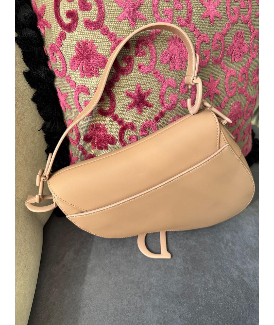 CHRISTIAN DIOR Розовая кожаная сумка с короткими ручками, фото 3