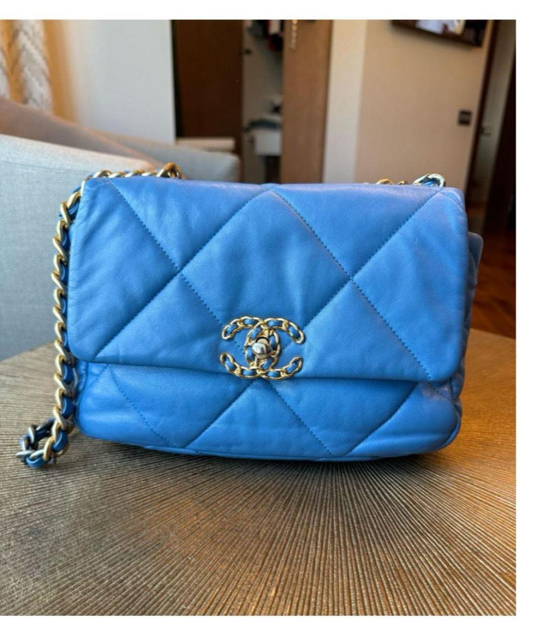 CHANEL Голубая кожаная сумка через плечо, фото 2