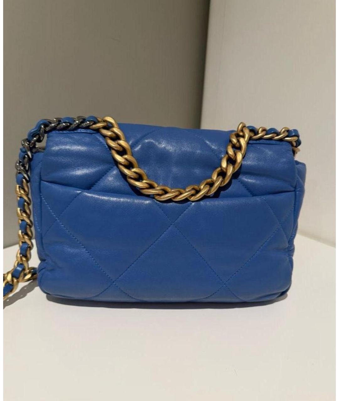 CHANEL Голубая кожаная сумка через плечо, фото 3