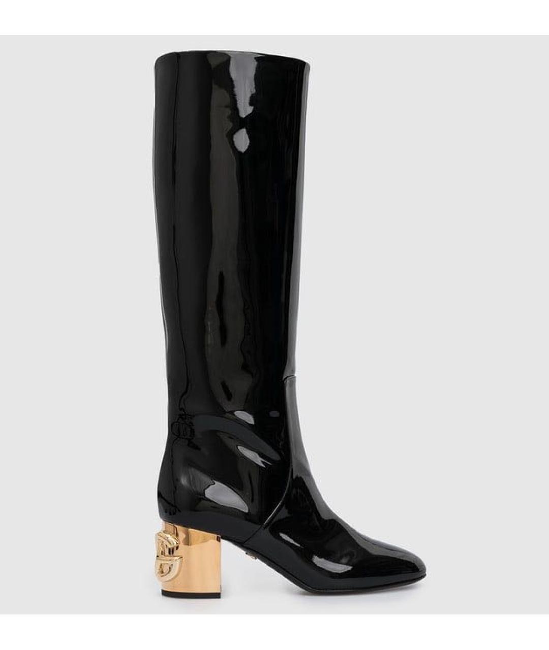 DOLCE&GABBANA Черные сапоги из лакированной кожи, фото 6