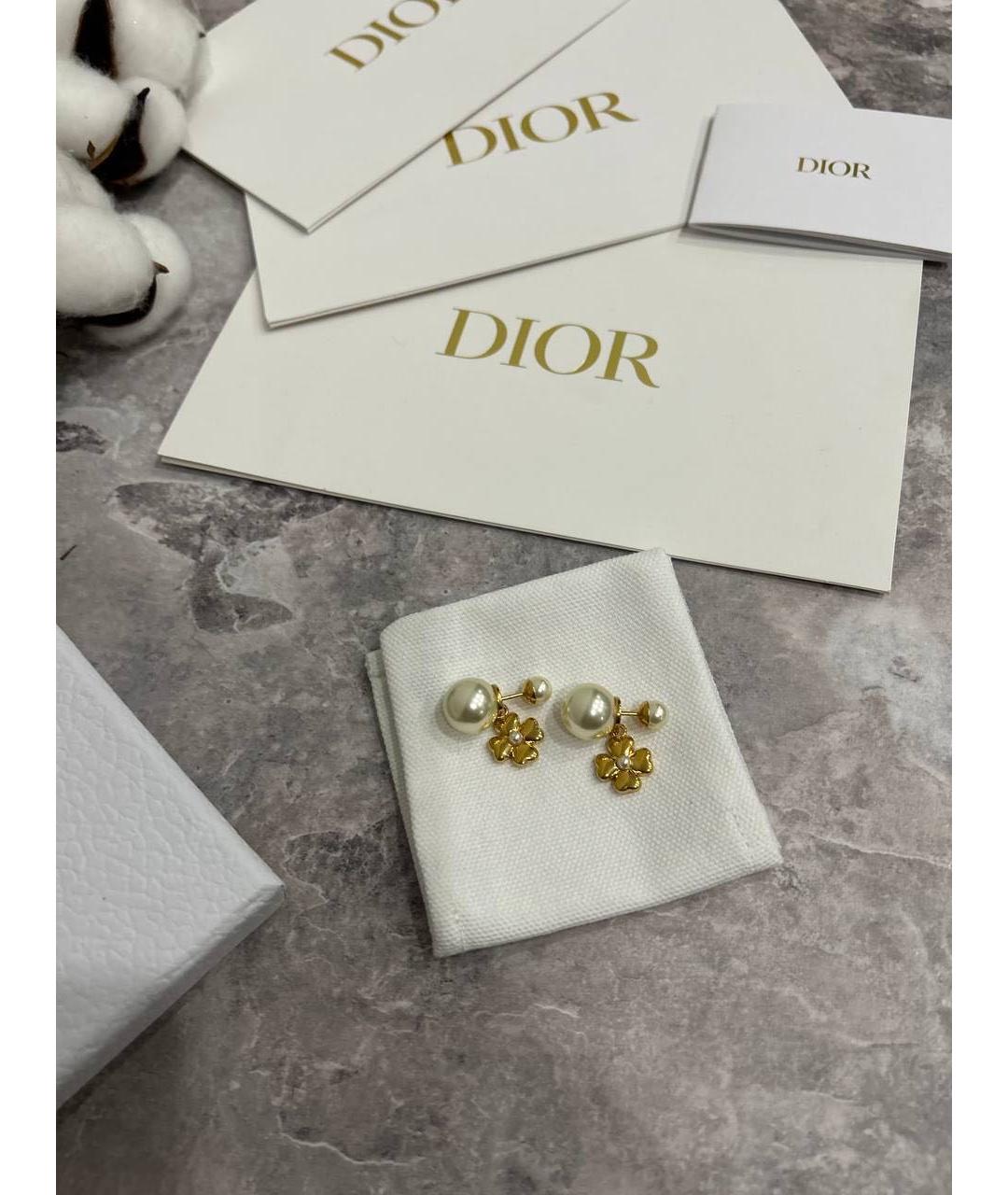 CHRISTIAN DIOR Золотые металлические серьги, фото 6