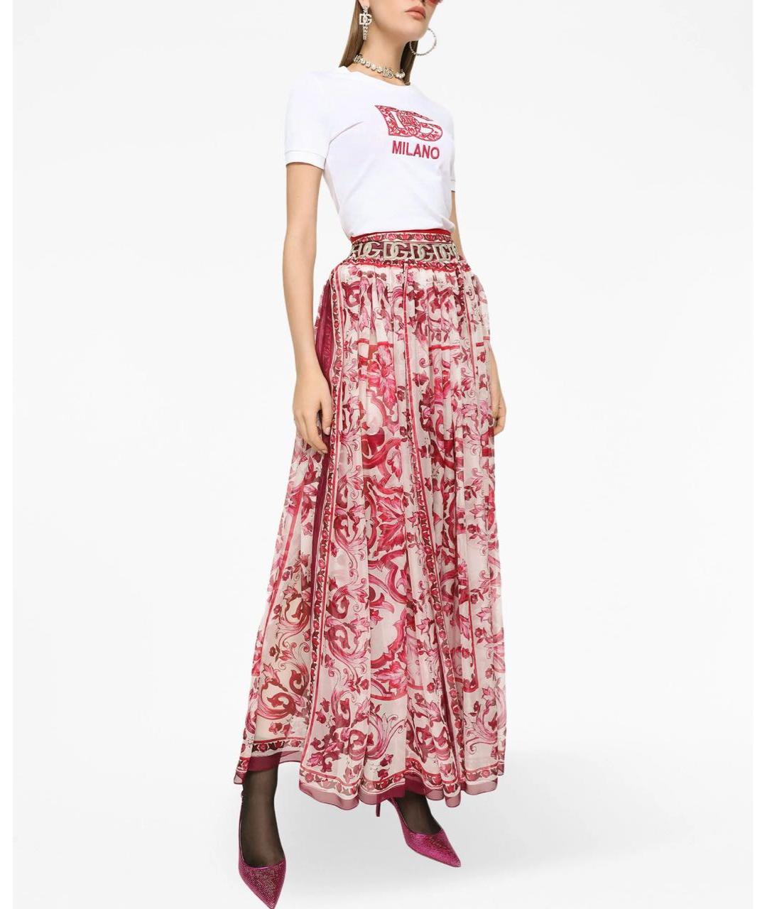 DOLCE&GABBANA Красная шелковая юбка макси, фото 3