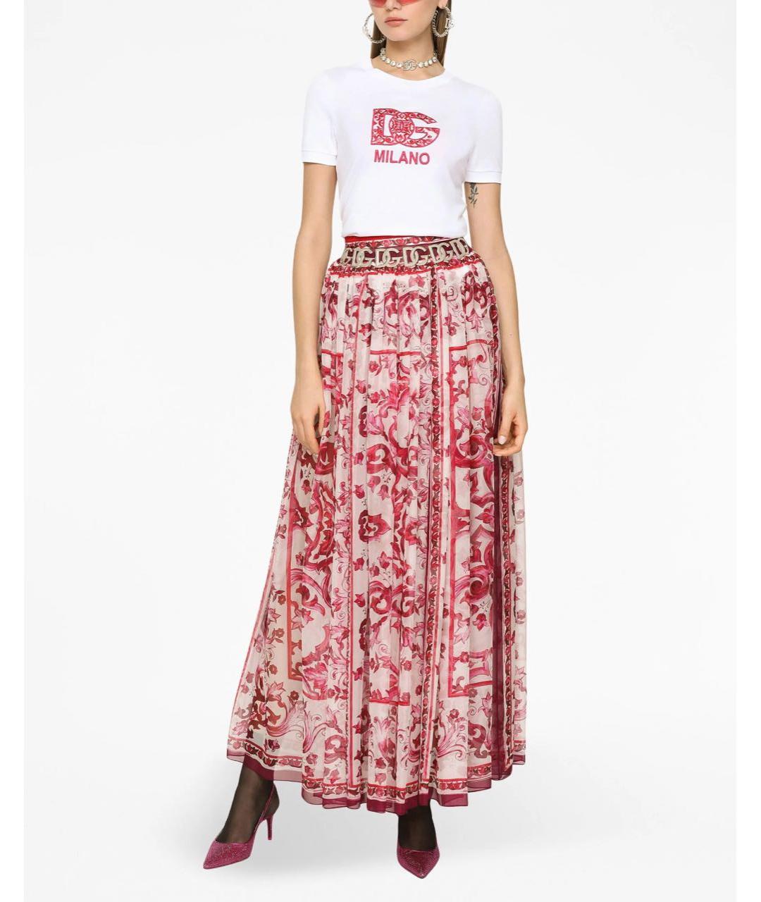 DOLCE&GABBANA Красная шелковая юбка макси, фото 2