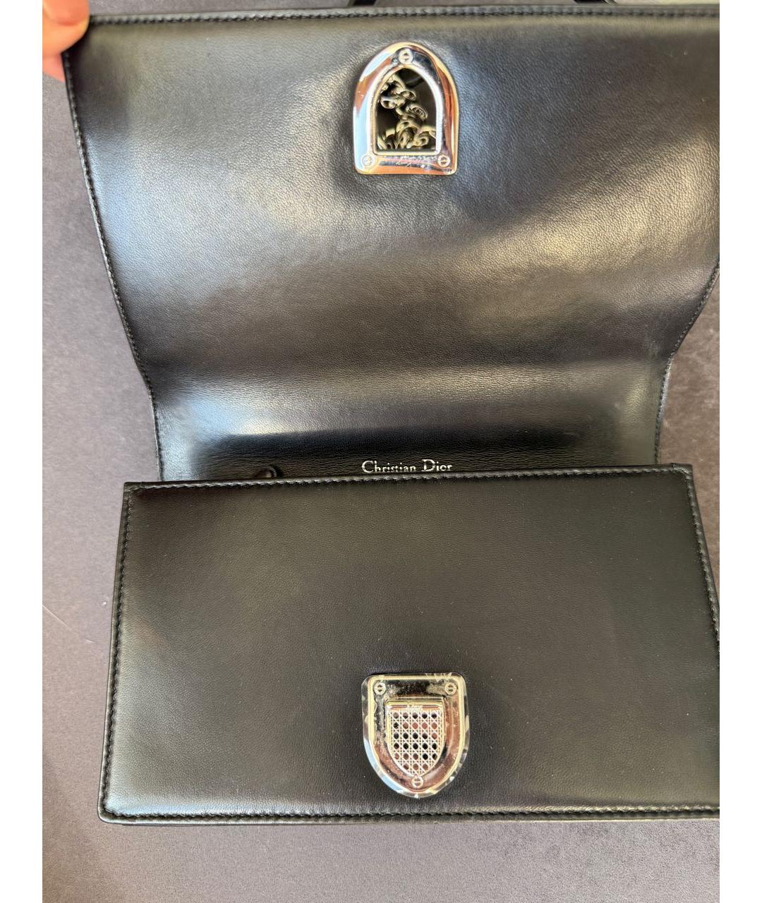CHRISTIAN DIOR Черная кожаная сумка через плечо, фото 7