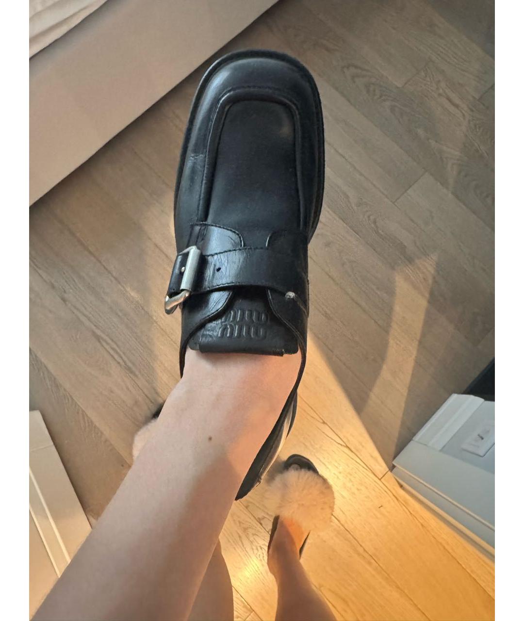 MIU MIU Черные кожаные лоферы, фото 5