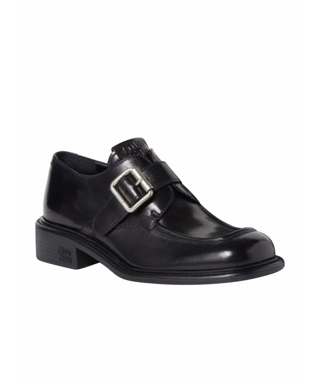 MIU MIU Черные кожаные лоферы, фото 1