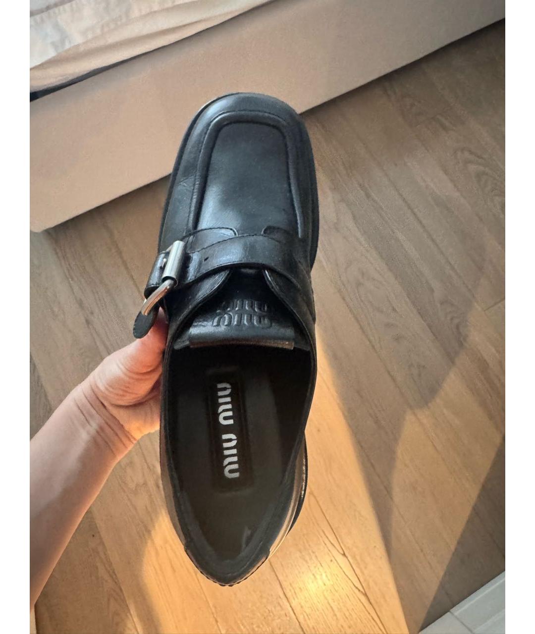 MIU MIU Черные кожаные лоферы, фото 4