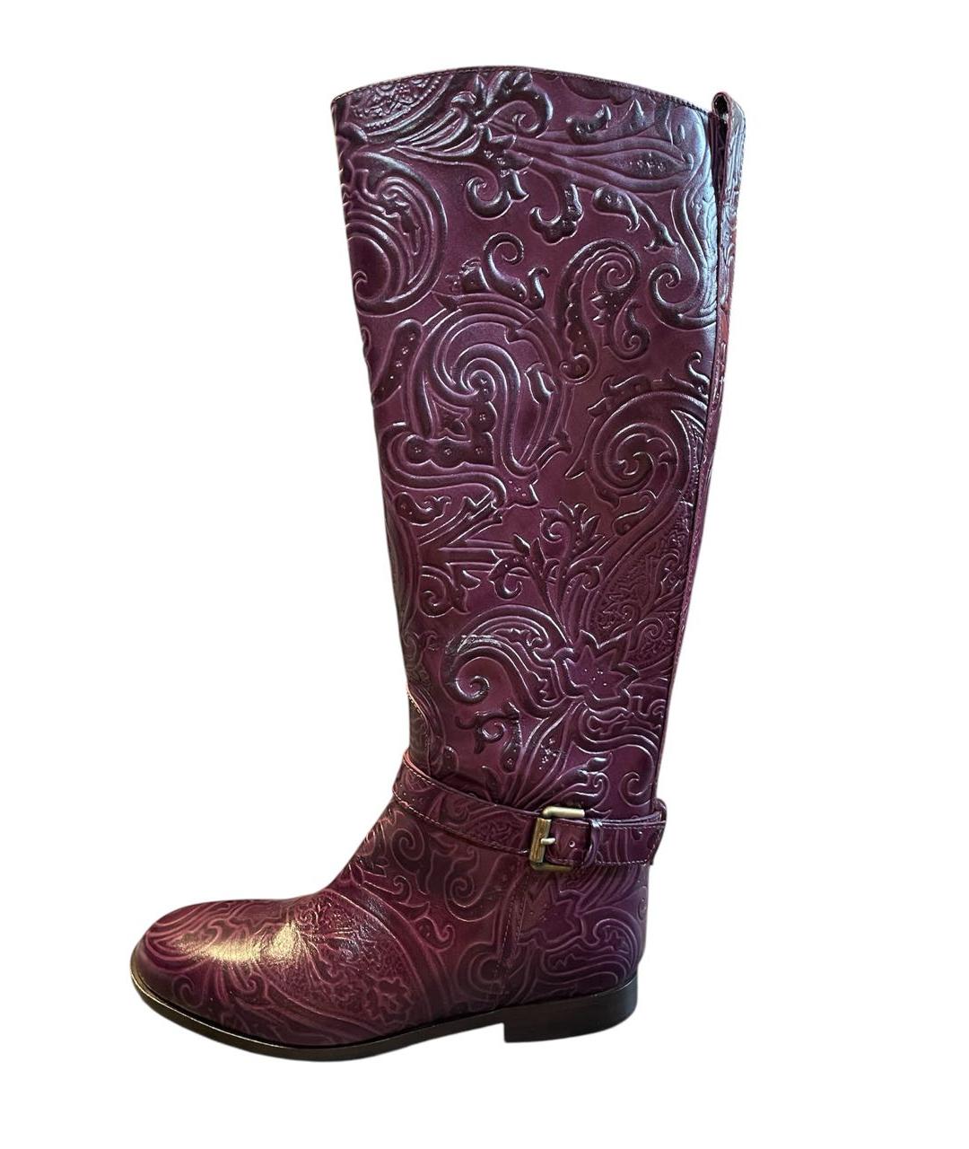 ETRO Фиолетовые кожаные сапоги, фото 5