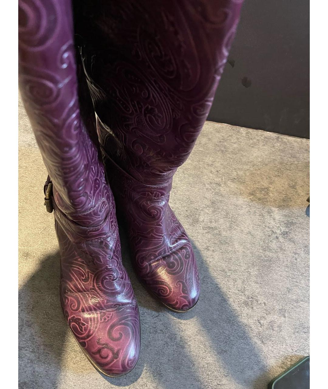 ETRO Фиолетовые кожаные сапоги, фото 3