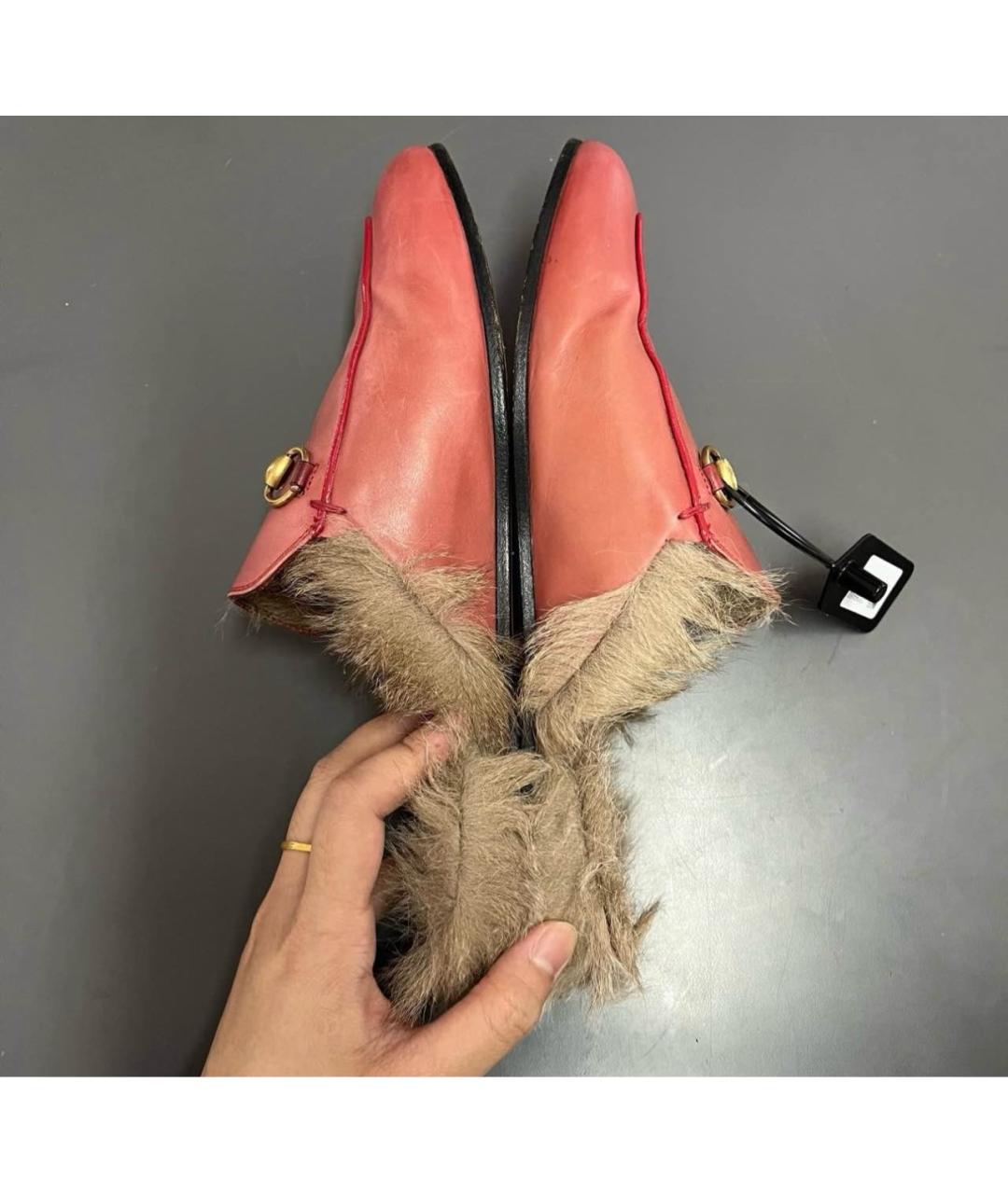 GUCCI Коралловые кожаные мюли, фото 5