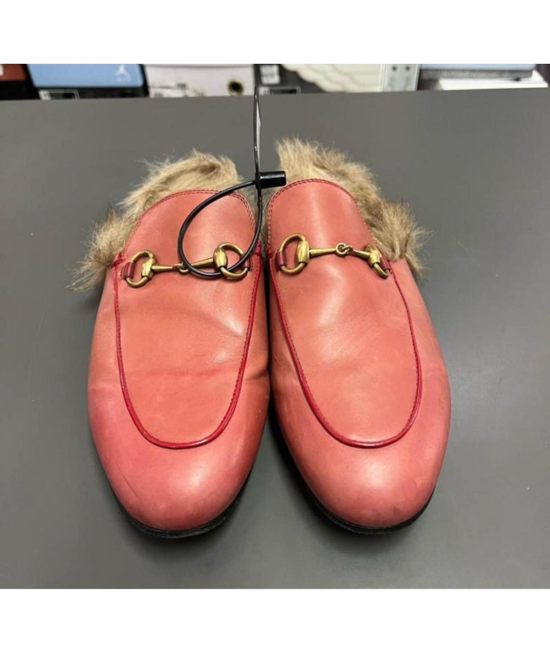 GUCCI Коралловые кожаные мюли, фото 2