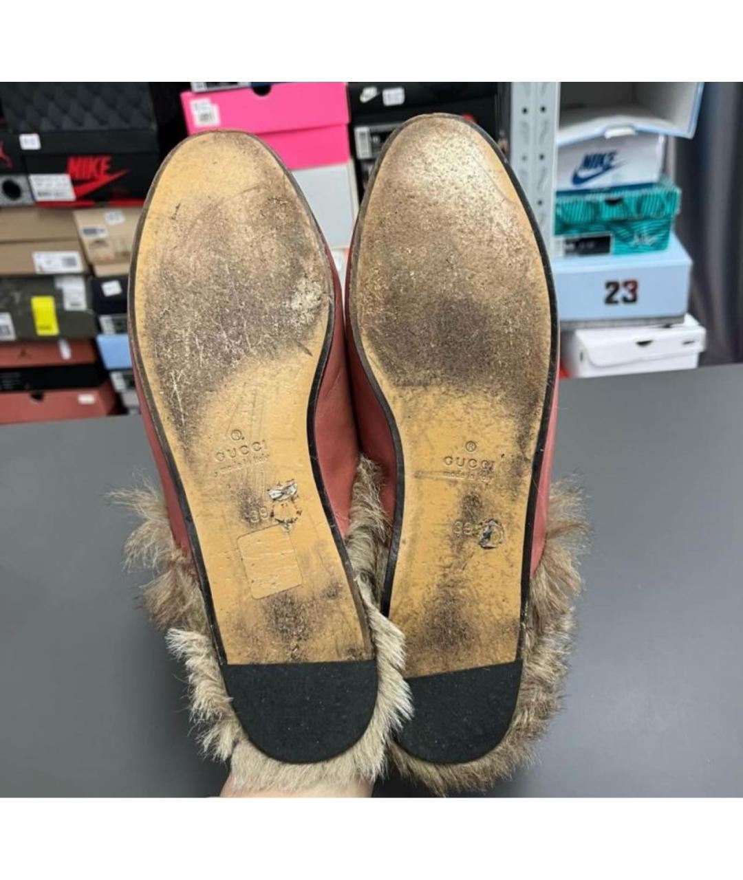 GUCCI Коралловые кожаные мюли, фото 3