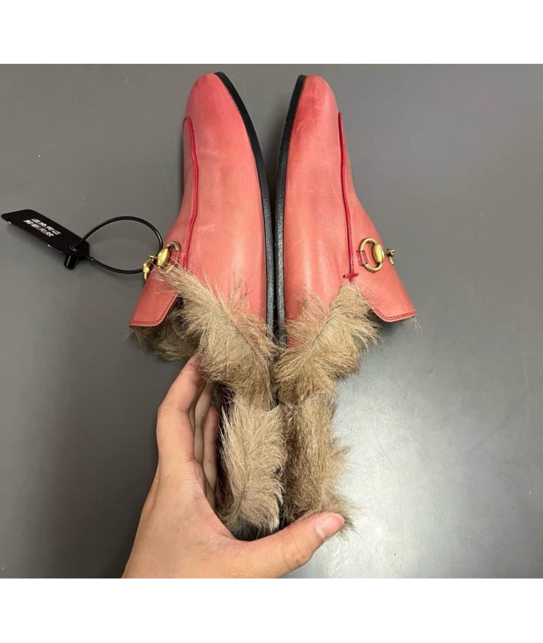 GUCCI Коралловые кожаные мюли, фото 6