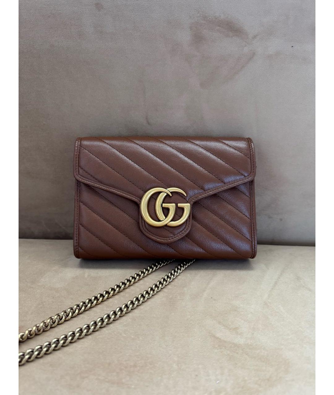 GUCCI Коричневая кожаная сумка через плечо, фото 5