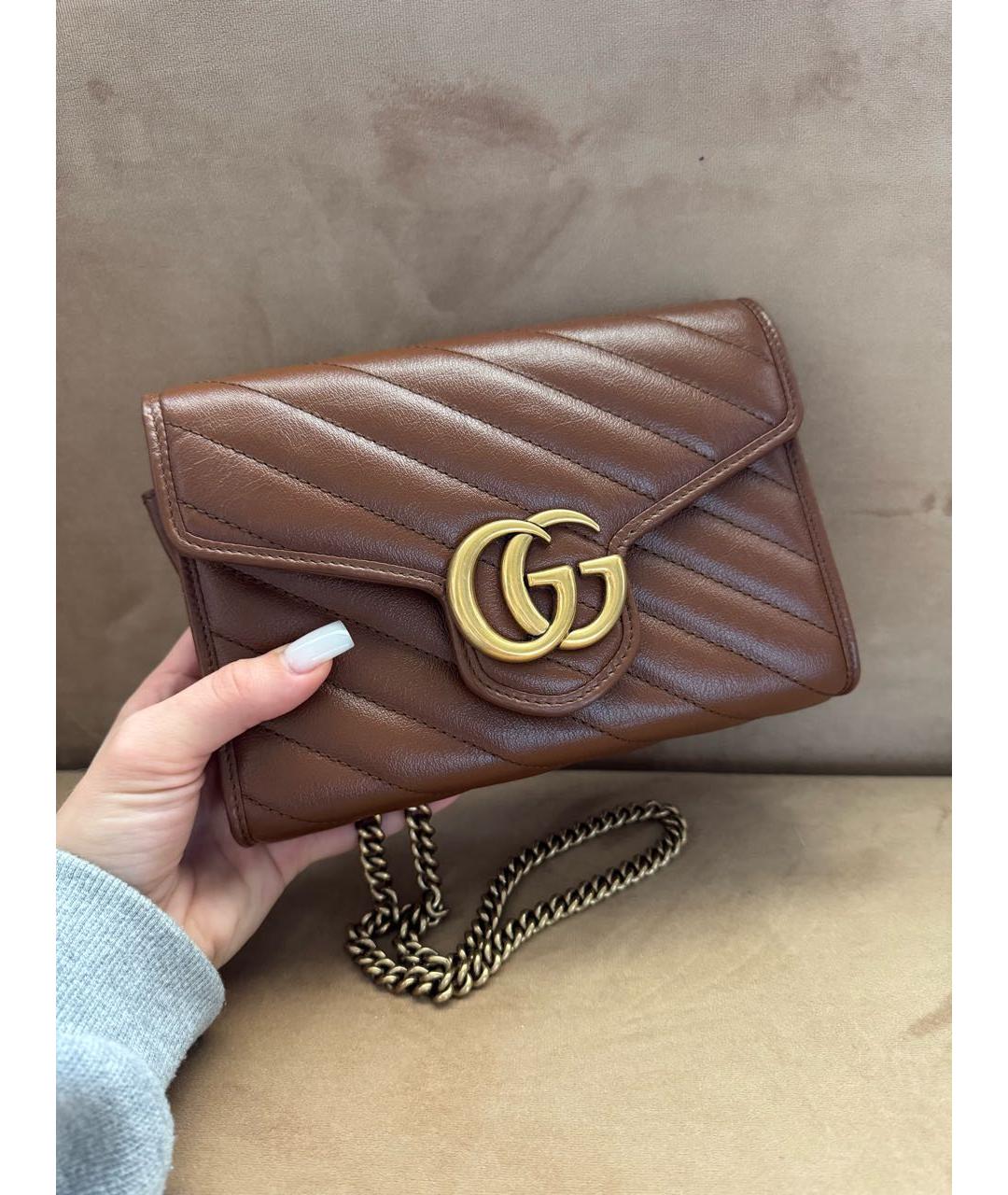 GUCCI Коричневая кожаная сумка через плечо, фото 6