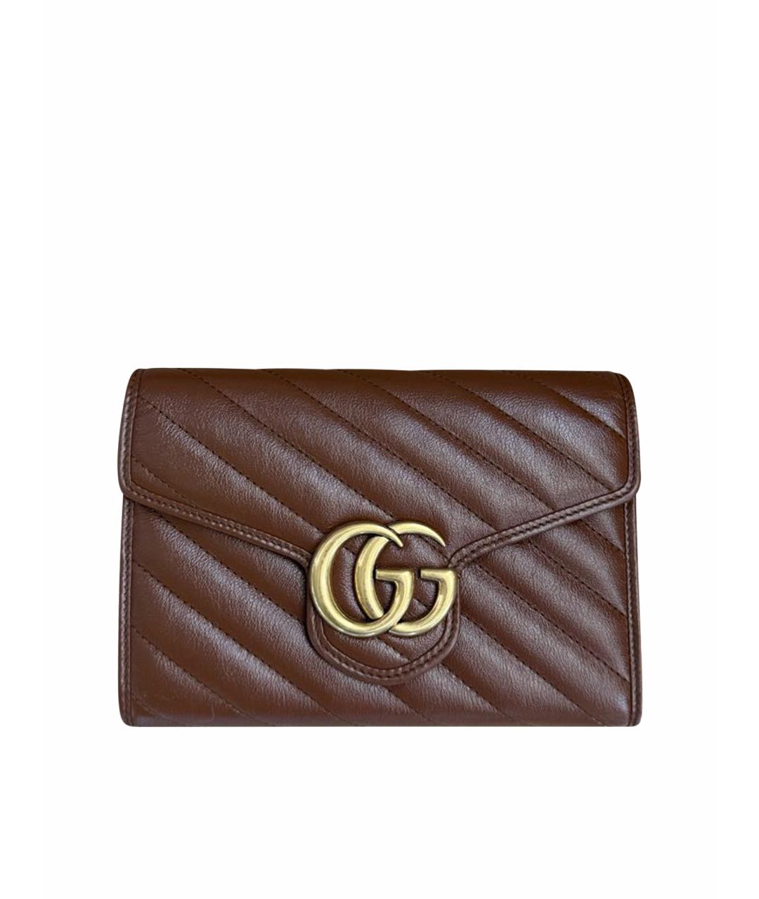 GUCCI Коричневая кожаная сумка через плечо, фото 1