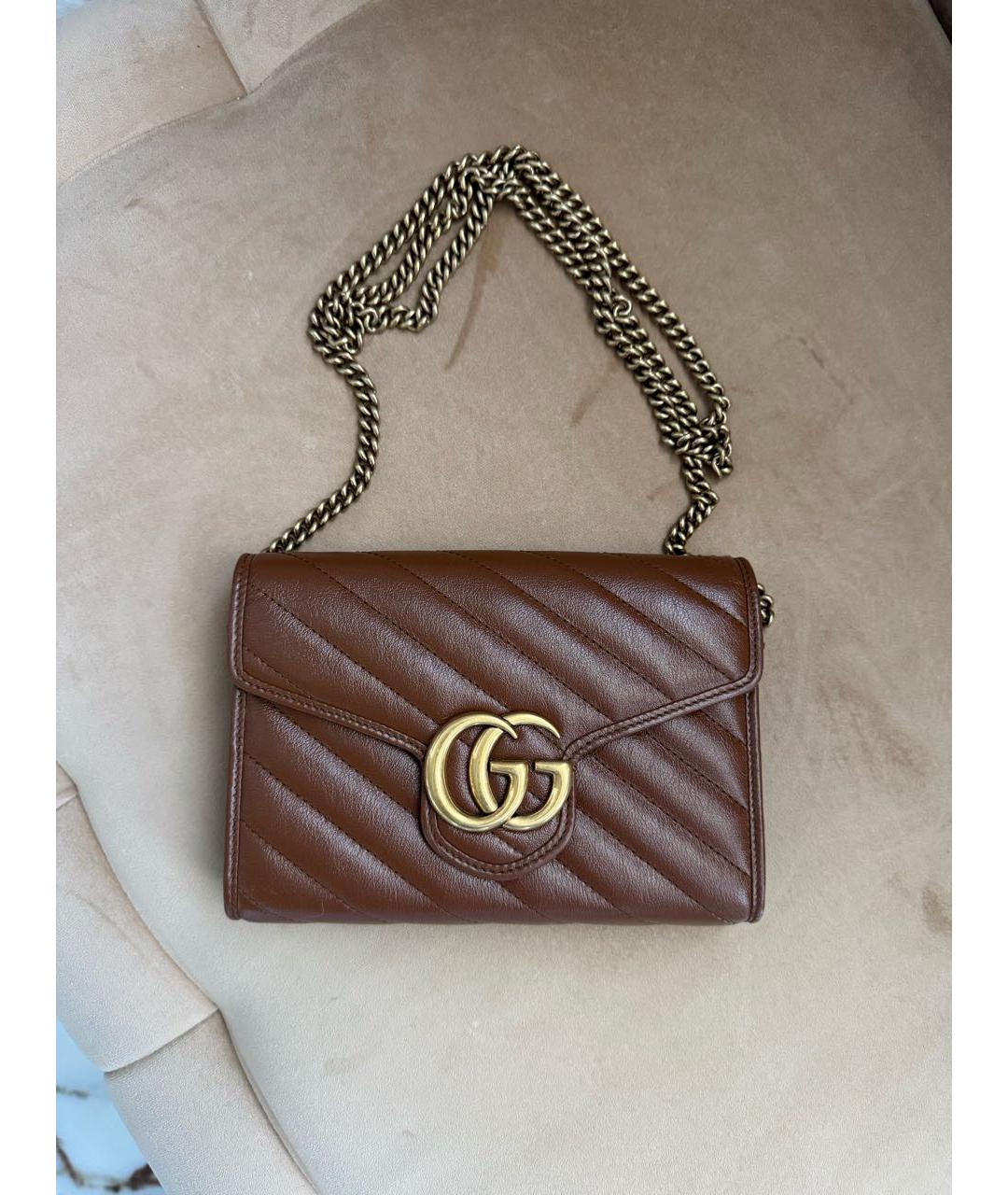 GUCCI Коричневая кожаная сумка через плечо, фото 9