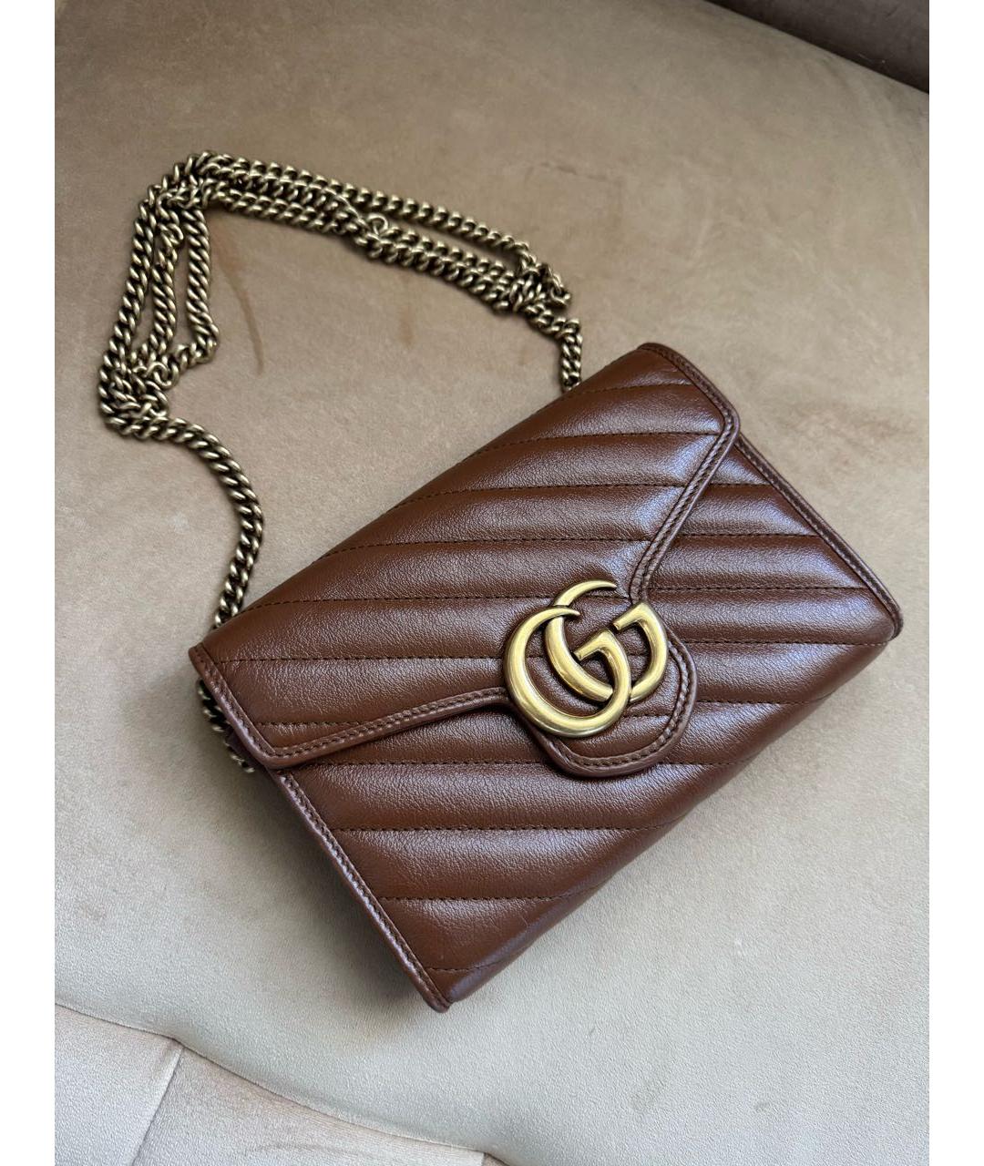 GUCCI Коричневая кожаная сумка через плечо, фото 2