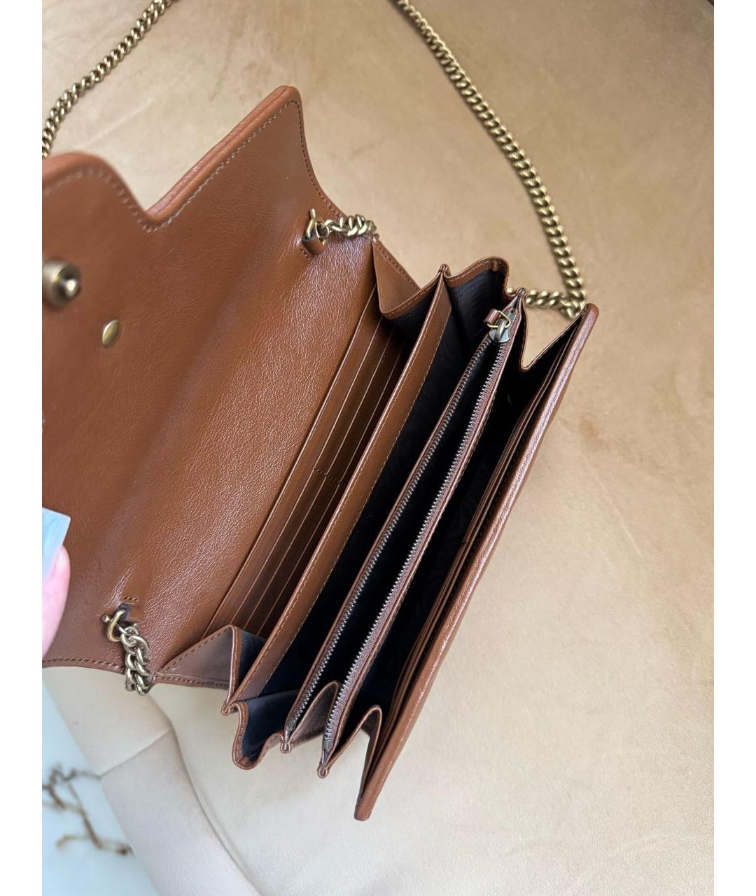 GUCCI Коричневая кожаная сумка через плечо, фото 3