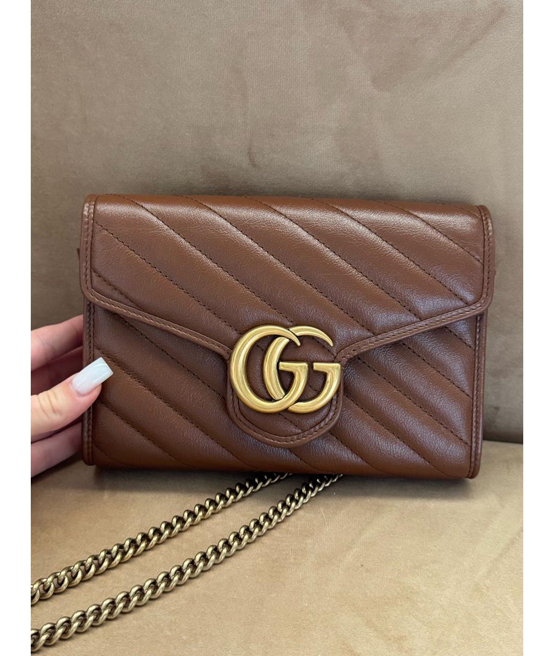 GUCCI Коричневая кожаная сумка через плечо, фото 4