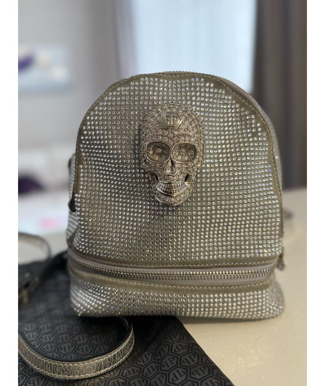 PHILIPP PLEIN Серый замшевый рюкзак, фото 9